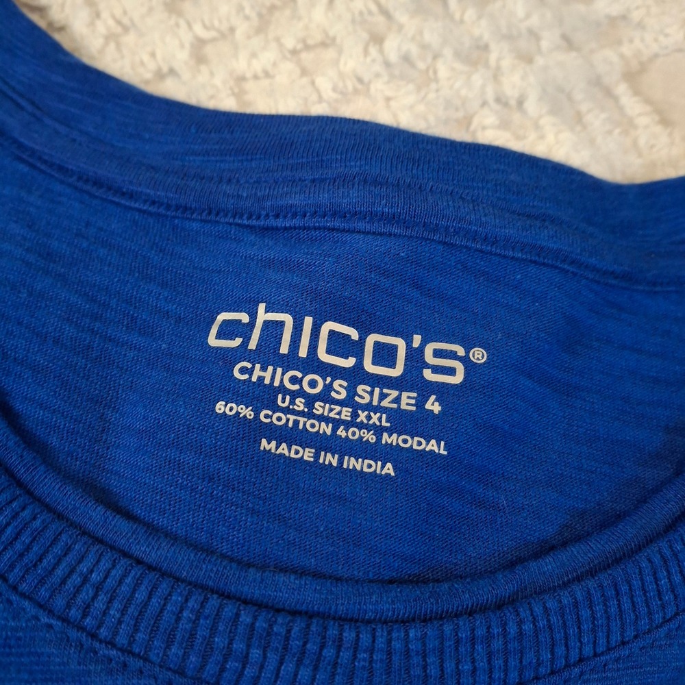 Chicos 4 Womens XXL Royal Blue Short Sleeve T-Shirt Top Cotton Modal Blend - Picture 4 of 6